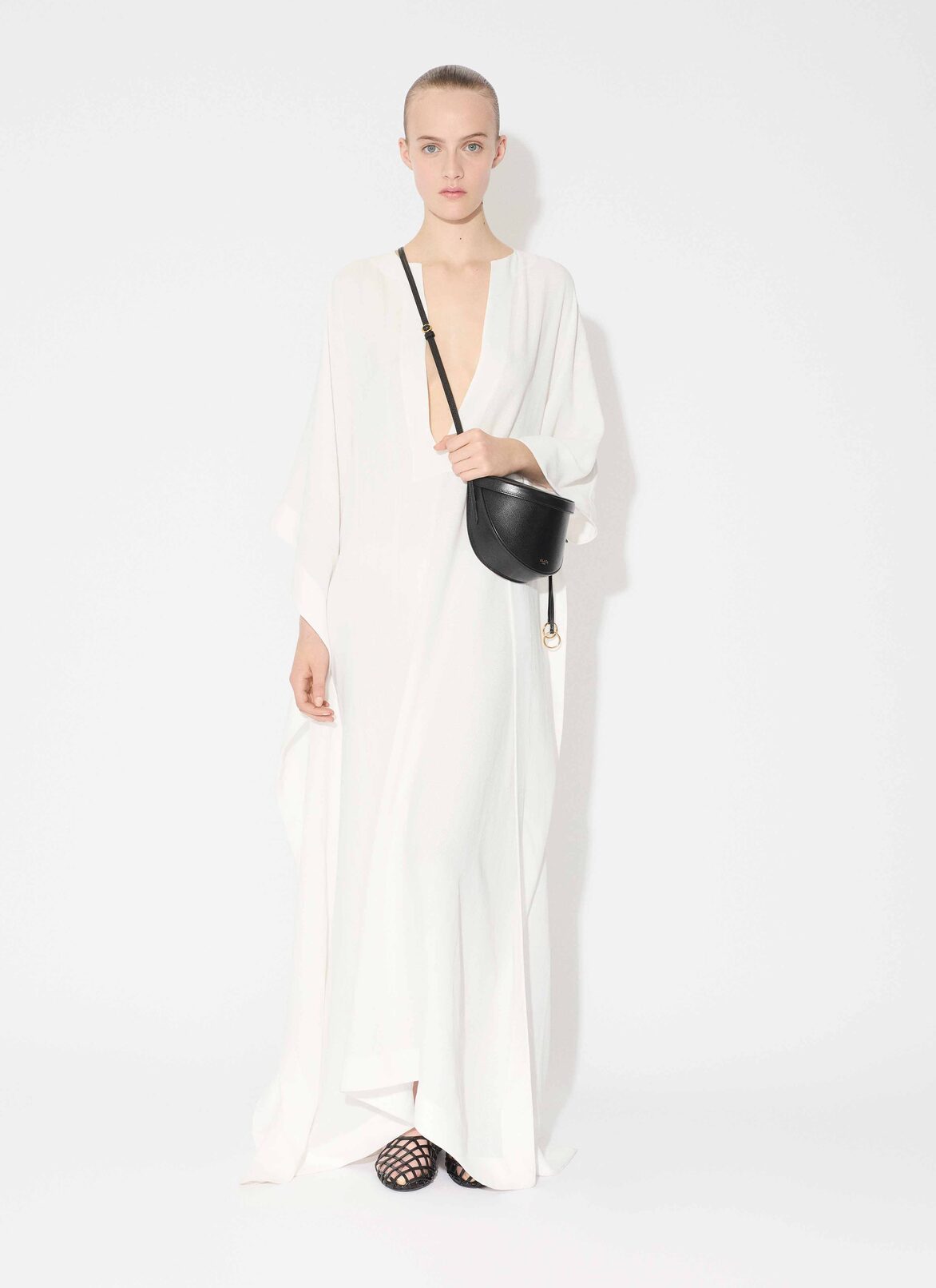CREPE OVERSIZED KAFTAN DRESS ALAÏA WHITE CREPE OVERSIZED KAFTAN DRESS